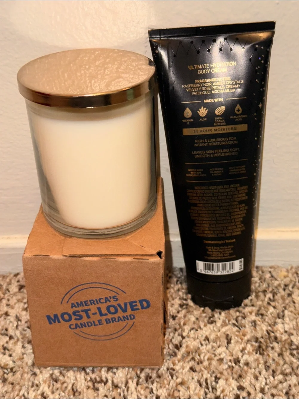 Bath & Body Works Into The Night Candle & Body Cream - Black & Gold